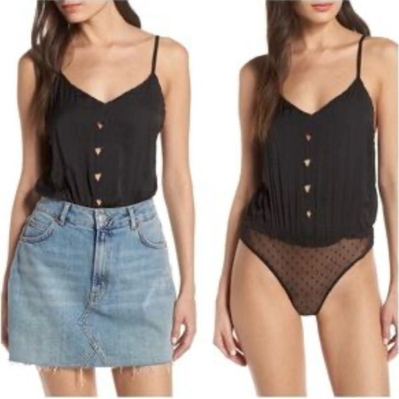 Intimately by Free People Black V-Neck Bodysuit - Picture 1 of 14